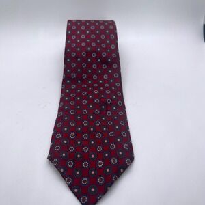 Christian Dior Cravates Silk Tie Floral Burgundy‎ Pattern Designer Vintage Retro